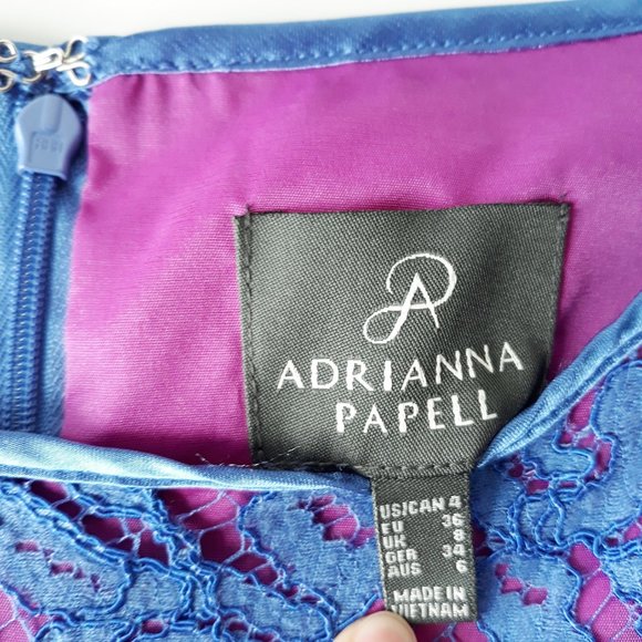 Adrianna Papell Purple Pink Lace A Line Dress Sz 4 - Picture 2 of 7